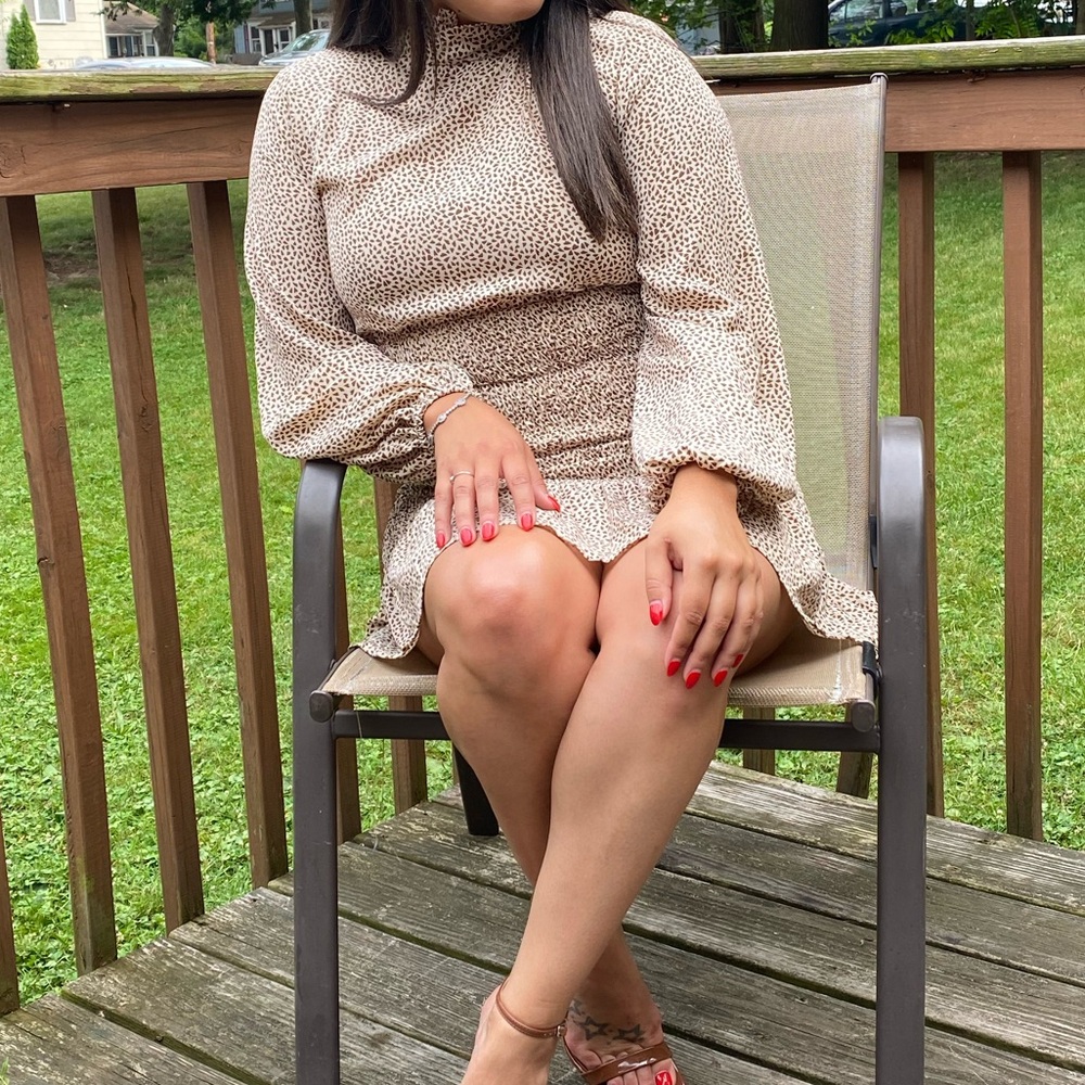 SHEIN Tan Long Sleeve Dress